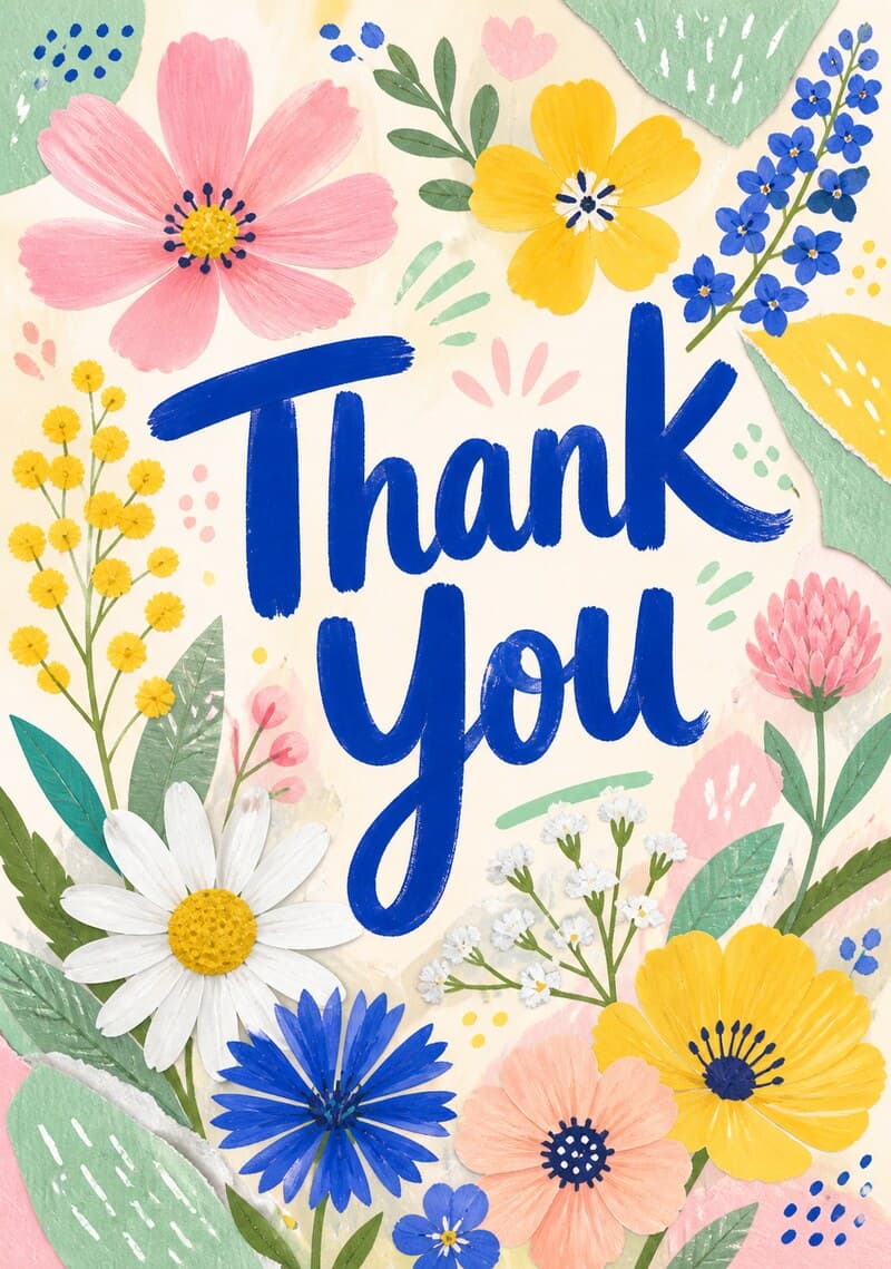 Colourful Wildflower Thank You Card